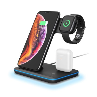 3 in 1 Wireless Charging Stand for Apple Watch, Charging Station for Airpods, Fast Wireless Charger Dock