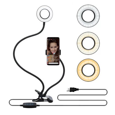 Hot Sale 2 in 1 LED Selfie Ring Light Clip on Desk Ring Light with Holder for Live Stream and Youtube