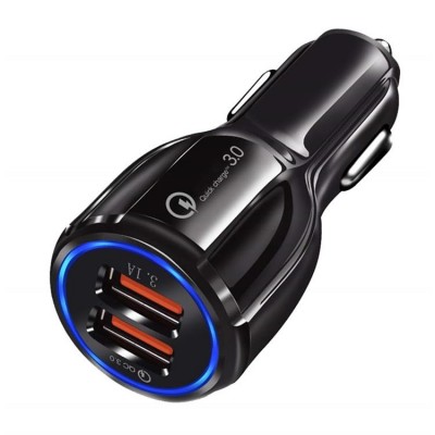 2020 Universal 30W Fast Mobile Phone Charger QC 3.0 Dual USB Port Car Charger