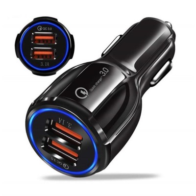 2020 New Trending Smart QC 3.0 Rapid Fast Charging Dual USB Port Car Charger Adapter